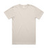 A light beige T-shirt with short sleeves and a crew neckline, featuring a branding label.