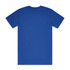 A blue Block Tubular Tee, featuring short sleeves and a plain back design, with a logo displayed.