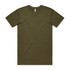 An olive green basic t-shirt with a classic crew neck and short sleeves. It features a brand logo.