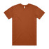 A plain rust-coloured t-shirt with a round neck and short sleeves. The shirt features a logo on the label.