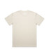 A beige oversized t-shirt displayed flat, featuring short sleeves and a crew neckline, with a logo on the label.