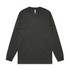 A long-sleeve tee in dark green, featuring a simple design and a logo on the tag.