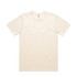 A plain cream-coloured t-shirt with short sleeves and a round neckline. It features a logo on the inside label.
