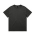 A black heavy faded tee with a round neckline and short sleeves, featuring a label tag inside.
