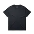 A black T-shirt with a simple design and short sleeves, featuring a logo.