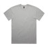 A grey heavy faded t-shirt is displayed flat, featuring a round neckline and short sleeves. It has a logo tag.