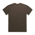 A dark olive green t-shirt featuring a back view with a plain design and a logo.
