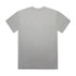A faded grey t-shirt with short sleeves and a plain back, featuring a subtle logo.