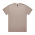 A beige heavy faded tee shirt with a plain design and a label at the neckline. It has no visible logos or branding.