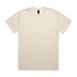 A cream-coloured heavy faded tee with a v-neck design and short sleeves. The shirt has a logo near the neckline.