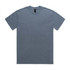 A heavy faded tee in a soft blue colour, featuring a rounded neck and short sleeves. It has a logo on the label.