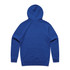 A blue hoodie with a hood and long sleeves, featuring a plain back and no visible logos or branding.