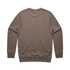 A brown sweater featuring a classic crew neckline and long sleeves. The back is plain without any designs. A brown sweater featuring a classic crew neckline and long sleeves. The back is plain without any designs.