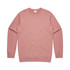 A pink crew jumper with long sleeves and a round neckline, featuring a brand logo. A pink crew jumper with long sleeves and a round neckline, featuring a brand logo.
