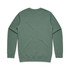 A green sweatshirt with a simple design and long sleeves, featuring a back view. It has a logo on the back. A green sweatshirt with a simple design and long sleeves, featuring a back view. It has a logo on the back.