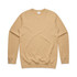 A beige crew jumper with long sleeves and a round neckline. It features a subtle logo. A beige crew jumper with long sleeves and a round neckline. It features a subtle logo.