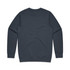 A dark blue crew neck jumper featuring long sleeves and a plain back design. It includes a branding logo. A dark blue crew neck jumper featuring long sleeves and a plain back design. It includes a branding logo.