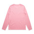 A long-sleeve T-shirt in pink, featuring a basic design and a logo on the back. A long-sleeve T-shirt in pink, featuring a basic design and a logo on the back.