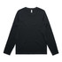 A long-sleeve black T-shirt with a crew neckline and a logo tag on the collar.