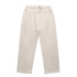 Cuffless track pants in a light beige colour, featuring an elasticated waistband and side pockets.
