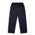 Cuffless track pants in dark navy, featuring an elastic waist and a simple design. Includes a logo.