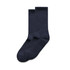 Two pairs of dark navy socks, featuring a classic ribbed design and smooth finish.
