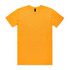An orange t-shirt featuring short sleeves and a round neck, with a logo on the label.