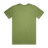 An olive green T-shirt with a plain back, featuring a logo. Suitable for casual wear.