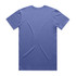 A blue T-shirt with a plain back, featuring a simple cut and design. It has a logo on the back.