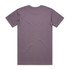 A plain purple T-shirt featuring a round neck and short sleeves, with a logo on the back.