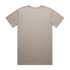 A taupe T-shirt featuring a plain design with a logo on the back.