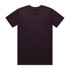 A plain purple T-shirt with a crew neckline and short sleeves, featuring a logo on the label.