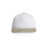 A two-tone cap featuring a white crown and a beige corduroy brim, with a logo on the front.