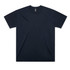 A classic oversized tee in black, featuring a round neckline and short sleeves. It has a logo on the tag.