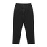Black cord pants with a drawstring waist, featured in a simple, straight-cut style. The image includes branding.