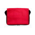 A red zippered bag with a smooth fabric surface, featuring a black bottom and no visible branding.