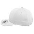 A white UFlex Classic 6 Panel Cap featuring a curved brim and a logo on the inner label.