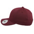 A maroon classic 5 panel cap with a branded badge and a curved peak.