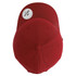 A red Classic 5 Panel Cap with a rounded crown and a logo on the side.