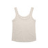 A light beige singlet with a scoop neckline and wide straps. The top features a logo on the label area.