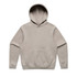 A light beige hoodie featuring a front pocket and a hood, with a logo on the chest.