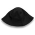A black Byron Bucket Hat featuring a wide brim and a simple design. It includes a logo on the exterior.