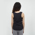 A black women's sports tank top featuring a classic sleeveless design and a simple back view.
