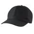 A black five-panel cap with a structured design and a small logo on the side.