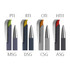 A collection of plastic pens with various colour grips and clips, featuring a silver chrome tip and a logo.