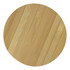 A round bamboo bottle opener with a natural light brown finish, featuring a simple design and a logo.