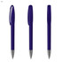 A transparent purple plastic pen with a silver tip, displayed from multiple angles. Features a clip and a smooth design.