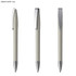 A sleek, creamy white plastic pen with a chrome clip and tip, featuring a simple design.