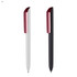 Two plastic pens from the Flow F2 P-GOM range, featuring a white and a black body with maroon accents.