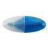 A mini highlighter in blue with a translucent cap, featuring a logo on its surface.